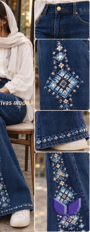 جین نیم بگ مدل لوزی
