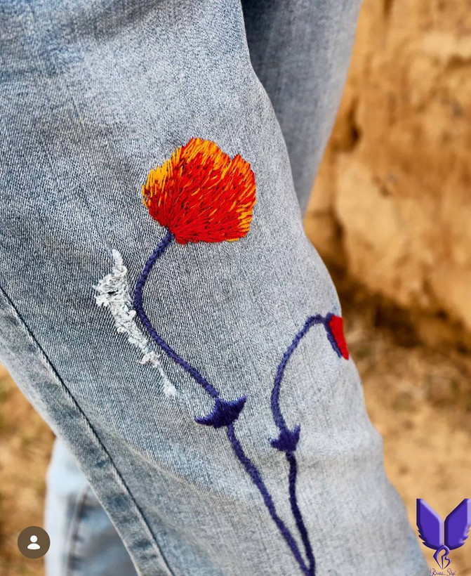 شلوار جین گلدوزی ابرنگی مدل نیلگون