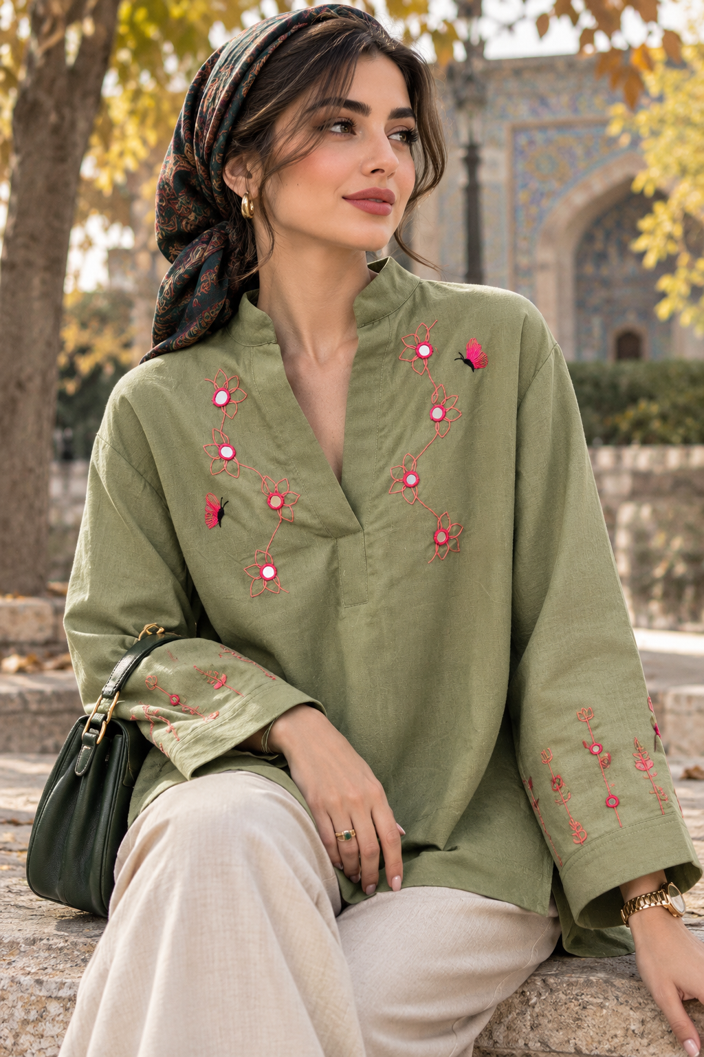 شومیز سوزندوزی طرح نگارین